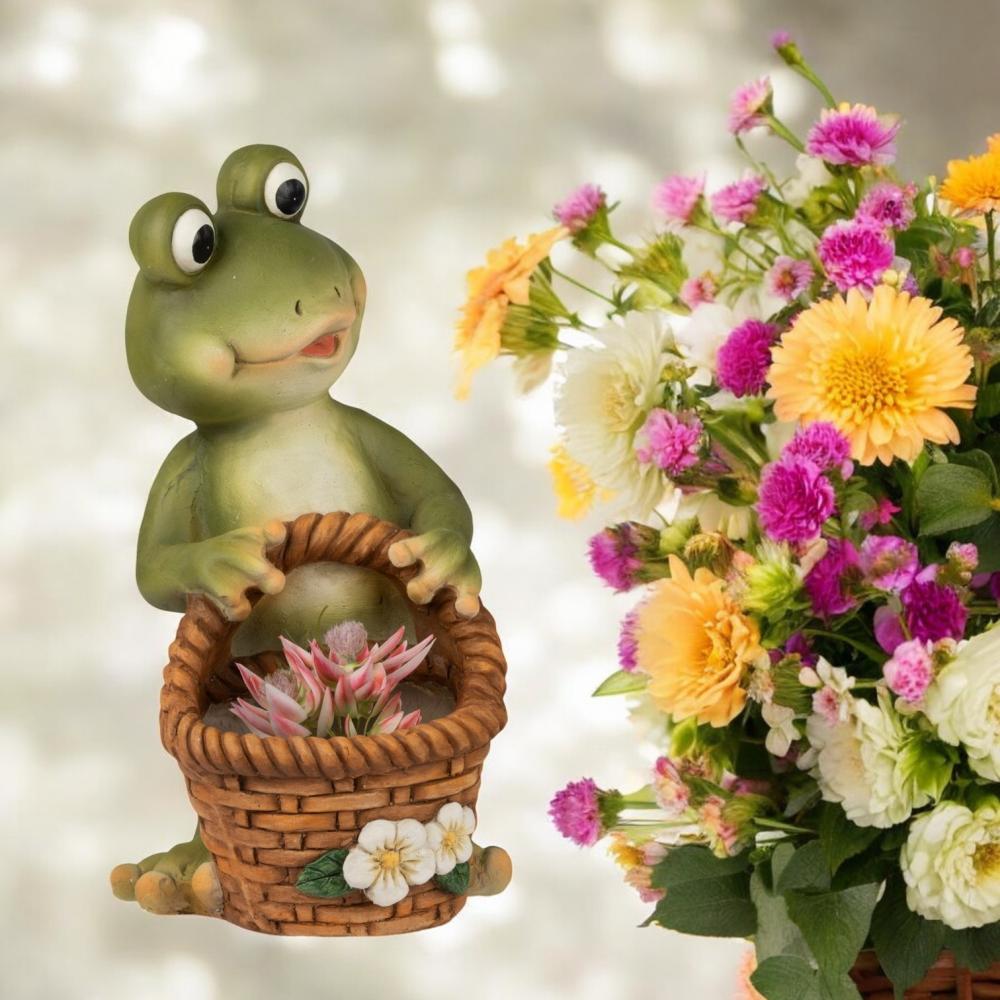 Frosch mit Korb in der Hand 43 cm - Charmante Frühlingsdeko